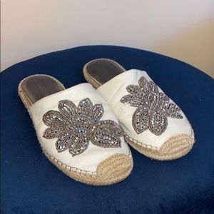 Leather Embellished Espadrille Mules